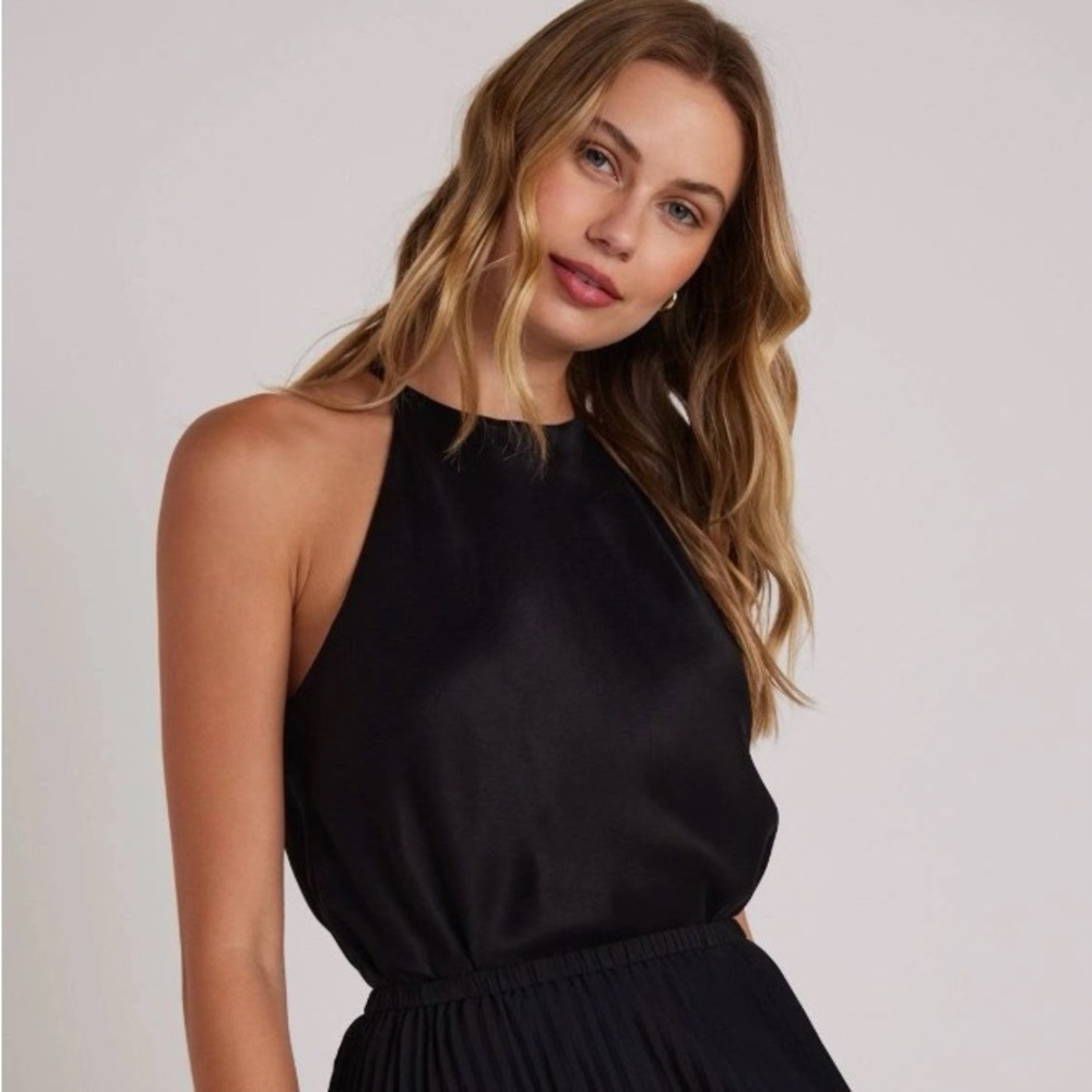 Bella Dahl Silky Black Halter Tank Top